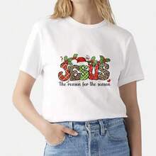 1/2/3 piezas Pegatina de transferencia de calor con eslogan en inglés, textura múltiple, JESÚS, gorro de Navidad, bastón de caramelo, estilo vintage americano navideño religioso DIY, apta para camisetas, sudaderas, bolsas de lona, cojines - Multicolor - Ver 4