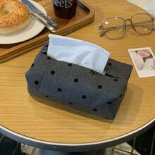 Polka Dot Bow Tissue Box (1pc) - A Multifunctional Foldable Tissue Box Designed To Make Desktop Organization Easy. It Is A Practical Home Accessory And An Ideal Gift For Friends And Family On Christmas And Other Holidays. - Multicolor - View 6