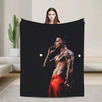 Soft Warm Blanket Travel Office Rauw Alejandro Singer Rapper Throw Blanket Flan…