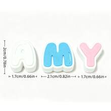 Macaron Pink Blue White Double Layer 3D 26 English Alphabet Beads, Thick Rounded DIY Handmade Beading Material, Customizable Word & Name Colorful Round Beads Braided Rope Keychain, Student Girl Handmade Backpack Charm Car Key Pendant, INS Soft Cream Style Niche Creative Handmade Jewelry, Best Friend DIY Birthday Gift - Multicolor - View 12