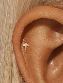 EleRunis 1pc 925 Sterling Silver Exquisite Ocean Animal Flat Back Labret Stud, Shell Cartilage/Ear Lobe/Helix Piercing Jewelry, Punk Style Delicate Jewelry, Suitable For Daily Wear And Party - Gold - View 21