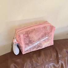 SANRIO All Cat Embossed Transparent Mesh Makeup Bag, Wide Zipper Opening For Easy Access, Lightweight Mesh Material Doesn't Add To Bag Weight, Suitable For School Daily Touch-Ups And Weekend Travel Makeup Storage - Multicolor - View 6