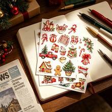3pcs/Set Red Vintage Christmas Dream Stickers, Creative Minimalist Personalized Collage Material, Scrapbook DIY Decorative Stickers - Vintage Christmas Dream - View 3