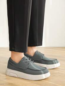 Men's Loafers Summer New Grey Lace-Up Loafers Business Casual Shoes Thick Sole Walking Shoes Lace-Up Dress Shoes Suitable For Office Daily Commute Weekend Street Date Short Trip Lightweight Business Meeting Daily Casual Shopping Soft Matte PU Upper - Grey - View 11
