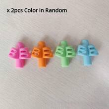 2pcs Random Color Pencil Grips, Silicone Pencil Grip Correctors For Elementary Students, Cultivate Correct Pencil Holding Posture, Pencil Grips - A - View 6