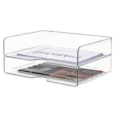 Large Capacity Desk Organizer, 2 Tier Paper Organizer, Letter Tray File Organizer For Desk, Stackable Paper Tray For Office, Home And School
