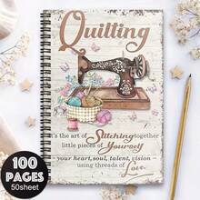 1 Stück süßes Spiralnotizbuch mit Näh-Thema, rosa Basteldesign & genähter Bindung - Reisejournal, Planer & für Nähbegeisterte, Geschenkidee, Stift nicht enthalten - Ein Buch (50 Seiten, 100 Seiten) - Übersicht 9