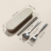 1set Portable Travel Utensils With Storage Box, 304 Stainless Steel Reusable Tableware, Chopsticks Spoon Fork Set For Lunch Box, Portable Cutlery Set For 1 Person, Silverware Dinnerware Set For Student Adult Use In School, Office, Picnic, Camping - Multicolor - View 13