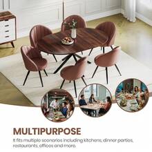 Extendable Dining Table, Oval Kitchen Table 120-160 Cm For 4-6 Seater, Marble Effect Dining Table With Metal Legs And Hidden Table Leaf, Suitable For Kitchen, Dining Room Or Living Room - Khaki - View 9