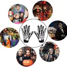 1 Pair Women's Sexy Gothic Party Dress Gloves, Rose Lace Design Ruffle Trim Bridal Gloves, Elegant Halloween Accessory Winter Gloves - Multicolor - View 3