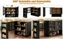 360° Rotating Sideboard, Modern, Multifunctional For Living Room/Dining Room - 黑色 - 查看 4
