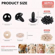 Black Plastic Eyes Set For Dolls And Crafts, 3mm To 12mm Multiple Sizes, With Storage Tray - Black - View 10