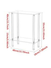 Double-Layer Acrylic Narrow-Edge Coffee Table, Modern Transparent Entryway Table, Suitable For Foyer, Living Room, Bedroom Beside Sofa, Cylindrical Leg Design, Slim Hallway Table, Artistic Side Table With Open Storage Space - Multicolor - View 8