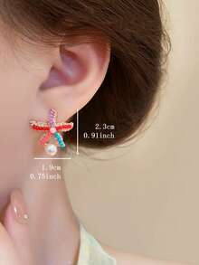 1 Pasang Anting Stud Bintang Laut Warna-warni Mutiara Imitasi Bohemian, Cocok untuk Wanita Saat Liburan di Pantai - MultiWarna - View 4