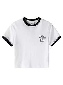 Adidas 夏季新款OG W TEE SS 2三葉草經典舒適 百搭運動休閒女子圓領短袖T卹 - 白色/黑色 - 查看 4