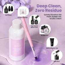 Beetles Nail Art Brushes Cleaner And Conditioner 85ml/2.87 Fl.Oz Nail Brush Restorer Quick Clean Break In Manicure Brush Of Gel Polish, Nails Extension Gel, Dip Powder, Acrylic Builder DIY And Salon - 85ML Nail Art Brushes Cleaner - 查看 3