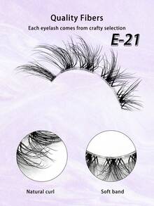 ENCHUW 14 Pairs Lashes With Clear Band Fluffy False Lashes Pack Natural Look False Eyelashes Wispy Eyelashes Curly Eyelashes For Daily Wear - 黑色 - 查看 3