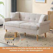 Grey 2 Seat Sofa - Modern Velvet Chenille Fabric Couch - Beige 2 Seat - View 7