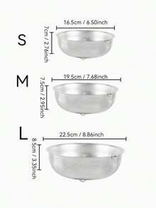 1/3件組不鏽鋼多用途廚房單柄濾水籃，多功能水果蔬菜瀝水器，食物濾網瀝水籃，實用居家廚具配件，可用於有效沖洗米飯、蔬菜與穀物，適合居家廚房水果蔬菜清洗與存放 - 多種尺寸 - 查看 2