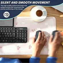 PU Leather Desk Pad Protector, Korean Ins Style Pink Polka Dot Cherry Cat Paw Lace Sweet Girly Y2K Cute Mouse Pad, Waterproof Non-Slip - View 3