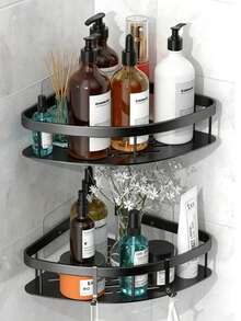 2pcs Stainless Steel Rust-Proof Bathroom Shelf, Large Capacity Shower Caddy, Suitable For Bathroom Storage And Home Decor, No Drilling Required - Multicolor - View 5