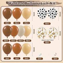 130-Piece Western Cowboy Balloon Arch Set - Nude/Brown/Sand White/Gold Sequined Foil/Cow Pattern Balloons - Perfect For Babyshower And Birthday Party Decorations With Horse, Western Farm, Cowboy, Cowgirl, And Animal Themes. - View 6