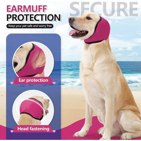 1pc Dog Ear Muffs - Noise Cancelling Shock Absorbing Pet Ear Protectors, Soft Breathable Memory Foam, Comfortable & Secure Fit For Puppies & Adult Dogs, Suitable For Thunderstorms, Vet Visits, Swimming & More - Easy To Use & Durable Dog Ear Covers