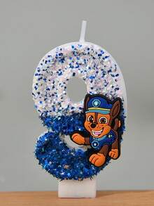 1件裝 Paw Patrol 0-9 數字蠟燭 粉藍色生日蛋糕裝飾用品 可愛動漫狗狗造型派對配件用品 - 卡通 - 查看 25