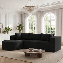 ATOMHOME 105" Sectional Couches For Living Room, Modern L‑Shaped Modular Cloud Sectional Boneless Sofa, Compressed Corduroy Corner Couch With Left‑Facing Chaise Lounge, No Assembly Deep Seat Upholstered Sofa Convertible Home Furniture For Bedroom Office Black - Black-Left Facing Chaise - 查看 3