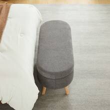 Storage Bench Beige Chenille 110cm – Space-Saving For Entryway, Bedroom, Living Room - 灰色 - 查看 11