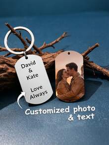 1pc Customized Engraved Pet ID Tag, Personalized Cat & Dog Photo Keychain, Stainless Steel Fashion Style, Custom Pet Memorial Gift - Black - View 8