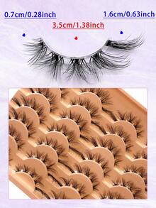 ENCHUW 14 Pairs Lashes With Clear Band Fluffy False Lashes Pack Natural Look False Eyelashes Wispy Eyelashes Curly Eyelashes For Daily Wear - 黑色 - 查看 2