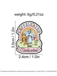 Caffeinated And Medicated Enamel Brooch Pastel Rainbow Coffee Pill Cartoon Metal Pin For Backpack Jacket - Multicolor - View 3