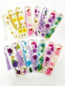 Marcapáginas de acrílico con flores, marcapáginas transparentes de colores con borlas, marcapáginas de flores lindas, adecuados para mujeres, maestros, estudiantes, amantes de los libros, 4 estilos, regalos literarios para ratones de biblioteca, accesorios para leer libros, regalos de vuelta a la escuela (color y estilo aleatorios) - A - Ver 7