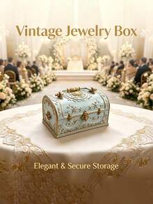 1pc European Style Creative Vintage Music Box, Jewelry Storage Box, Handmade Retro Storage Box, Multi-Functional Souvenir Storage Box, Home Decor Storage Box, Elegant Style, Luxurious Jewelry Box, Decorative Handle, Souvenir Storage, European Vintage Storage Box: Embossed Carving + Handheld Design, Both Jewelry Storage Box And Decorative Ornament, Built-In Music Box Sound Effect, Romantic Atmosphere, Perfect Gift Choice - Multicolor - View 13
