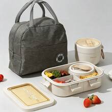 1pc Premium Lunch Box - With Utensils, Fruit Salad Box, Food Storage Container, Japanese Bento Box, Student Lunch Box, Office Worker Lunch Box With Soup Bowl, Compartment Lunch Box, Microwave - Multicolor - View 6