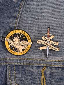 QTHOPE 2pcs Greek Mythology Element Brooch Series Sword & Metal Badge - Multicolor - View 7