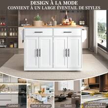 Kitchen Island White Made Of Wood For Kitchen - 原木色與白色 - 查看 4