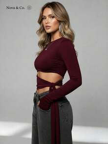 Women Tops - Burgundy - View 2