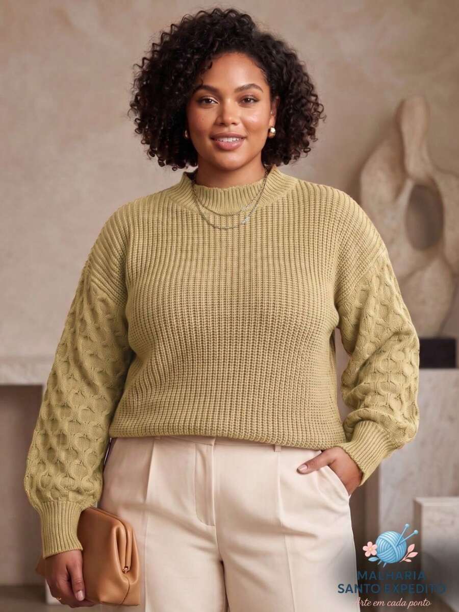 Plus Size Sweaters - Paille - Voir 1