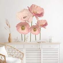 1set Pink Flower Wall Sticker, Self-Adhesive Paper, Suitable For Home Decoration, Room Decoration, Wall Decoration, PVC Waterproof Material, Removable - Self-adhesive - View 4