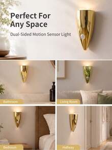 1pc Adhesive Motion Sensor LED Wall Light, Wireless Battery Operated Night Light With Dusk To Dawn Sensor And Night Mode, Minimalist Rechargeable Mini Corner Light, Decorative Wireless Sensor Wall Lamp For Hallway, Bedroom - 彩色 - 查看 3