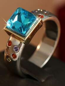 Women's Fashion Personalized Ring, Square Large Light Blue Ocean Style, Daily Commute, Multi-Functional - Multicolor - View 6