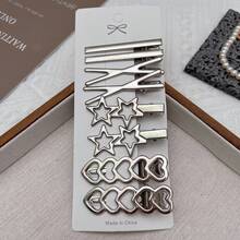 8/24pcs Metal Side Bangs Hair Clips, Fashion Hair Accessories, Silver Bangs Clips Set, Hair Claws, Hair Pins, Hair Clips - Multicolor - View 3