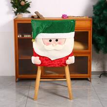 Cross-Border New Product Christmas Chair Covers, Stool Covers, Chair Covers, Dining Table Decoration Chair Covers, Home Decor Accessories - Sequined Chair Cover Snowman - View 6