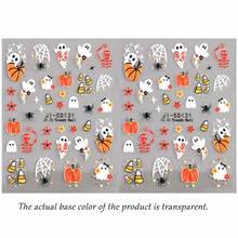 5D Embossed Clear Base Halloween Nail Stickers, Cute Ghost Pumpkin Skull Bat Spider Floral Self-Adhesive Nail Art Decals, Spooky Gothic Manicure Decorations For Halloween Party DIY Nail Supplies For Women Girls Acrylic Nails - Multicolor - View 17