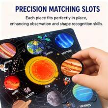 Wooden Solar System 8 Planets 3D Cognitive Puzzle Board, Replicating Sun And 8 Planets Orbit, Paired With Astronaut Rocket Space Illustration, 3D Planets Can Be Embedded Into Corresponding Slots, Astronomy Science Popularization Enlightenment, Exercising Children's Spatial Cognition And Hand-Eye Coordination, Inspiring Interest In Universe Exploration, Montessori Early Education STEM Teaching Tool, Suitable For Children's Birthday Holiday Learning Gifts - Multicolor - View 5