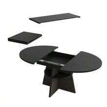 Extendable Dining Table With Open Storage Compartment In The Legs, Multifunctional Space-Saving Table For Small Rooms, Living Rooms And Dining Rooms, Thick Tabletop, Rounded Corners, Black Color. - 黑色 - 查看 5