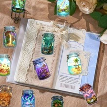 50pcs Fantasy Mini Bottle Scene Sticker Pack, Waterproof Vinyl Magic Jar Landscape Pattern Stickers, Suitable For Planner, Notebook, Scrapbook, Journal And DIY Craft Decoration - Multicolor - View 7