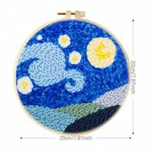 1pc Starry Sky Pattern Punch Needle Embroidery Beginner Kit, Adult Punch Needle Embroidery Set, DIY Cross Stitch Rug Beginner Kit, Home Decor Punch Needle Starter Kit With Tools - Multiple Styles - View 2